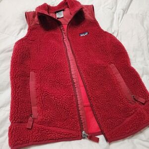 Patagonia Women's Retro-X Sherpa Pile Fleece Vest Red Zip Outdoor Hiking Size S